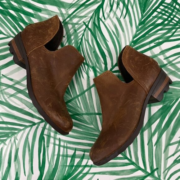 Sorel Lolla II Cut Out Brown Leather Ankle Booties Size 7 - Picture 1 of 8